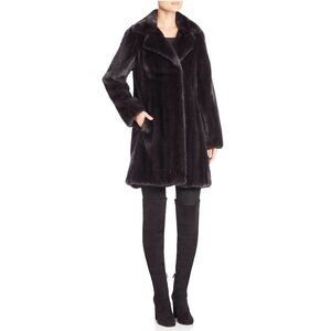 NWT $21000 Saks Fur Salon GENUINE MINK FUR black 3/4 stroller coat SZ S fits 4 6